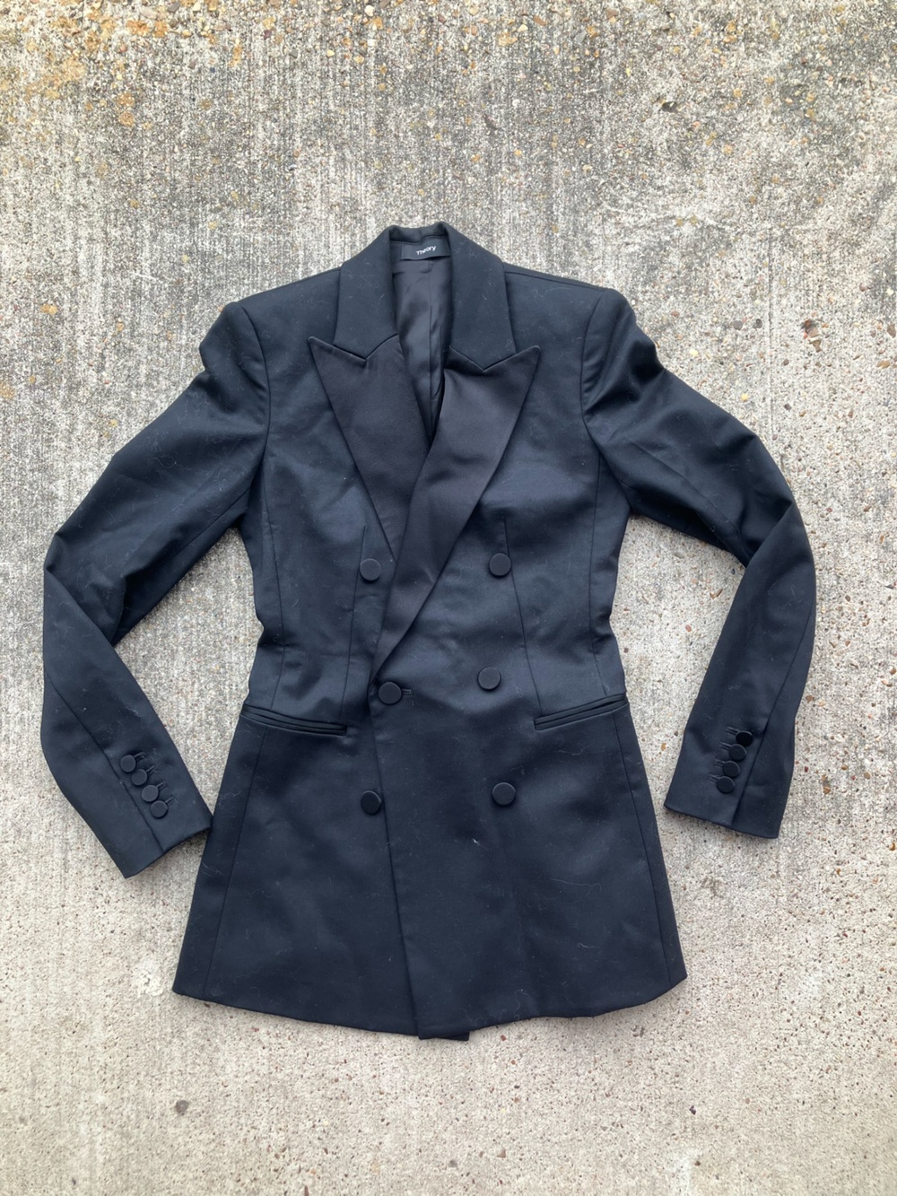 Theory Black Double-Breasted Women's Blazer Jacket